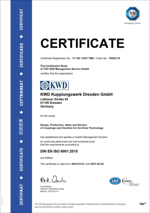 TÜV CERT-Zertifikat